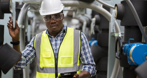 man wearing hard hat